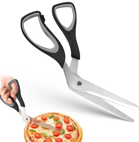 TNOMSNO Forbici per Pizza, Rotella Tagliapizza Forbici per Pizza e Focaccia, Tagliapizza con Pala, Forbici da Cucina Multifunzionali, Forbici per Alimenti, 27cm, Forbici per Tagliare Le Pizze (Nero)