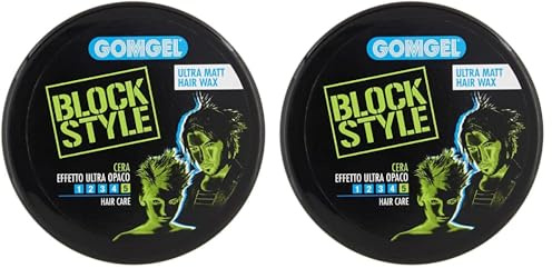 Gomgel Block Style, Cera per Capelli Effetto Ultra Opaco, Cera Professionale a Tenuta Estrema - 100 ML (Confezione da 2)