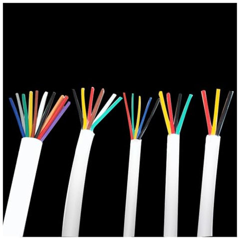 QAZMLP Matériel de Communication Câble de Signal AVVR carré 300/500 V en cuivre sans oxygène Blanc RVV2 5 m avec Gaine en PVC Souple Fils et câbles(RVV2 X 0.5square)