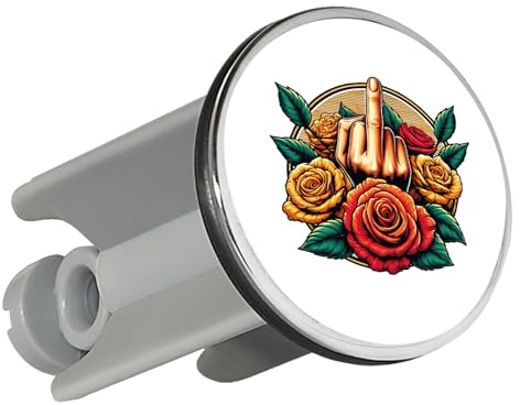 Huuraa Waschbeckenstöpsel Mittelfinger Rosen 4cm höhenverstellbar Abflussstopfen Geschenkidee