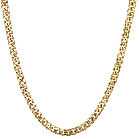 RWQIAN Kette Herren Panzerkette 3mm-9mm Breit Männer Edelstahl Silber/Gold/Schwarz Panzerkette Halskette Gliederkette 14K Gold Vergoldet Klassische Link Chain Länge 45-65cm Geschenk für Damen Männer