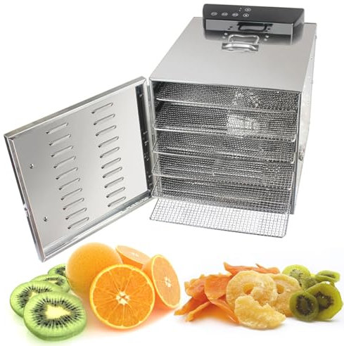 DRYIC Deshidratador de Alimentos pequeño de Acero Inoxidable, para golosinas y Galletas para Perros, Caja de Secado de Carne (110v 6Layer)