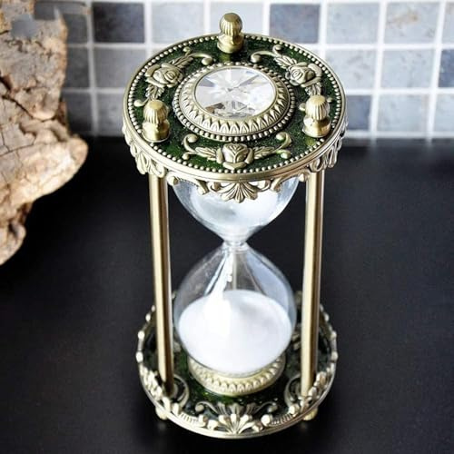 Antike Sanduhr Zeitmesser Stundenglas 30 Minuten Metall-Sanduhr Vintage Messing Weiß Sand Uhr Sanduhr Zeitmesser Stündenglass Sanduhr Groß Sanduhren Schreibtisch Vintage Sanduhr