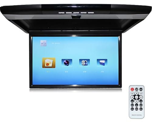Moniteur LED 1080p rabattable pour voiture, écran IPS de 17,3 pouces, affichage complet, TV numérique HD, lecteur MP3, MP4, MP5, JPG, MPEG4, WMA, AVI,Black