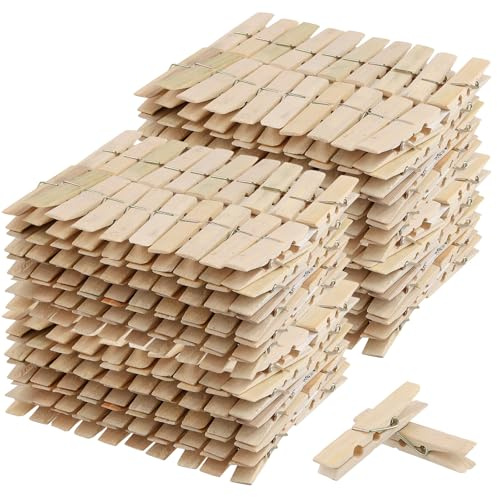 CHIHEUNG 400 PCS Bamboo Pegs, Wooden Clothes Pegs, Wooden Peg for Washing Line, Washing Laundry Peg for DIY Crafts, Home Use, Photo Hanging