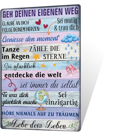 Putuo Decor Lebensweisheiten Metallschild – Geh deinen eigenen Weg (Blau GEH)