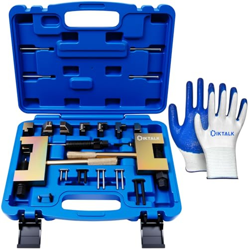 DikTalk Timing Chain Tool Kit for Mercedes Dual Size 3mm & 4mm Chains, Riveting Tool with Case & Gloves (M272/M273/M276, 2.2D-4.0D Diesel Engines)