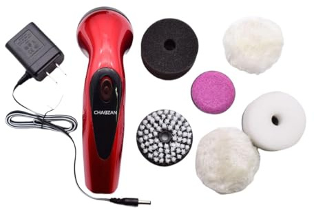 UxicRuya Spazzola Elettrica per Scarpe Lucidascarpe Automatico Kit di Pulizia Spazzola Lucidante Pulitore Portatile con 6 Testine Adatto per Uso Domestico E V