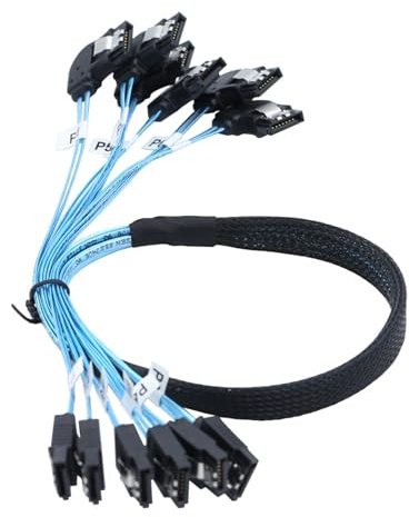 Oxxggkao Câble interne SATA6 hôte vers 6SATA coudé à droite 7 broches pour disque dur et serveur de données pour ordinateurs, cartes mères, câble RAID