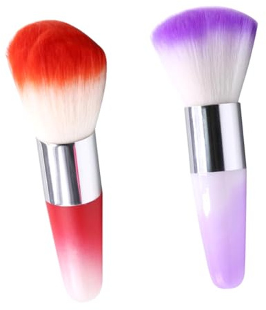 Healifty 2 piezas Cepillo Polvo Uñas Brocha Maquillaje Polvo Suave Pincel Duster Compacto para Salón y Uso Personal Colores Surtidos