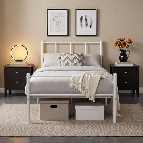 Panana White 3FT Single Bed Frame,Metal Bed Frame,196x96x88cm(FRBM06) | Solid Bedstead,Modern Style with Headboard & Footboard,No Box Spring Needed,Easy Assembly,Perfect for Teenager,Children