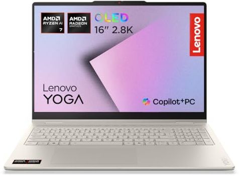 Lenovo Yoga 7 2-in-1 Laptop | 16 2.8K OLED Touch Display | AMD Ryzen AI 7 445 | 32GB RAM | 1TB SSD | UMA Intel Grafik | Windows 11 | QWERTZ | Seashell | 3 Monate Premium Care