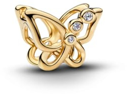 Butterfly 14k gold-plated charm with clear cubic zirconia