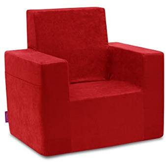 Badum - Poltrona per Bambini da 2 Anni - Poltrona per Bambini - Stabile, Comoda, in Schiuma, con Maniglia - Rivestimento Sfoderabile - Regalo di Compleanno per Bambina, Bambino - Rosso