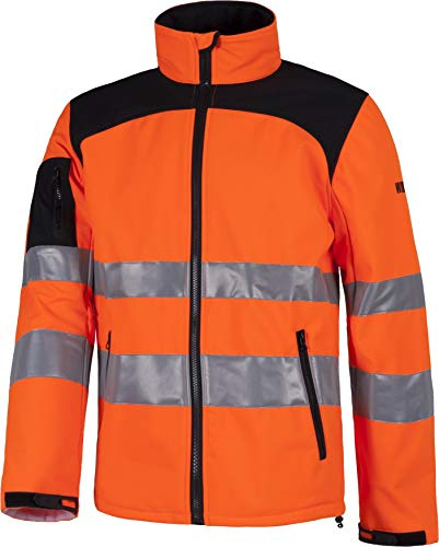 Work Team Workshell de Alta Visibilidad con Cintas Reflectantes de Diferentes tamaños. EN ISO 20471:2013 Hombre Naranja A.V.+ Negro L