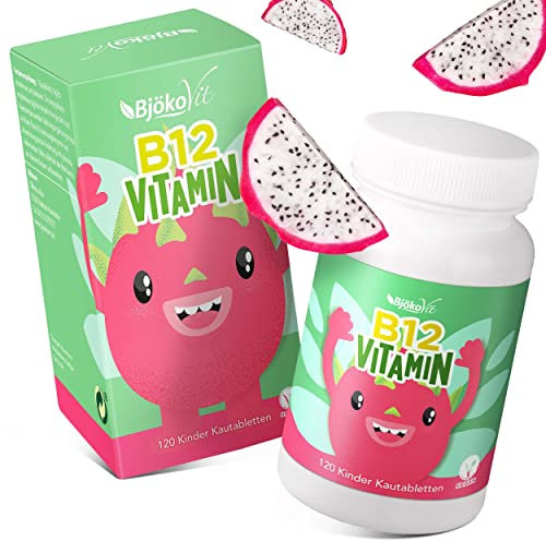 Vitamin B12 Kinder Kautabletten für 120 Tage - 100% Vegan und Zuckerfrei - Hochwertige Kinder Vitamine mit Vitamin B 12 - 3 µg pro Tablette - Vitamine Kinder Kindervitamine