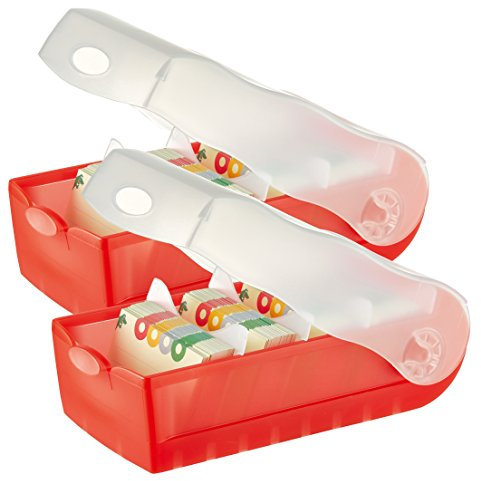 HAN Lernkartei CROCO – genial einfach Vokabeln lernen dank 5-Fächer-Lernsystem, DIN A7 Karteikasten (transluzent-rot, ‎2 Stück)