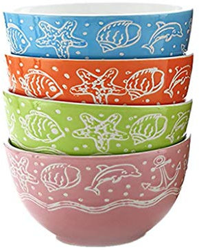 Stoviglie Confezione da 4 scodelle Ciotola per la cena Per famiglie Personalità Bambino Ciotola di riso Set Ciotola di zuppa di ceramica creativa Colazione coreana