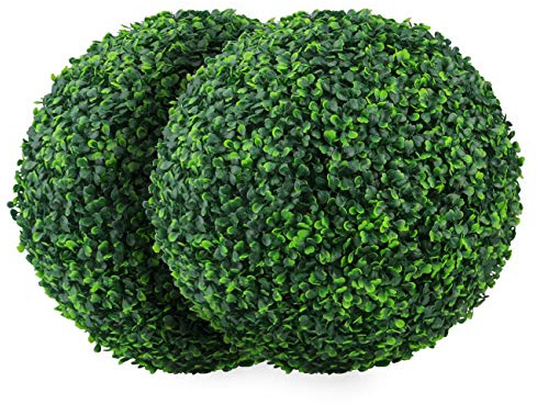 Sunnyglade 2 PCS 19.7 inch 4 Layers Artificial Plant Topiary Ball Faux Boxwood Decorative Balls for Backyard, Balcony,Garden, Wedding and Home Décor (19.7 inch)