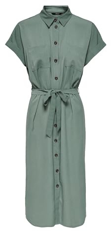 ONLY Ditte 3/4 Sleeve High Neck Stripe Mini Shirt Dress