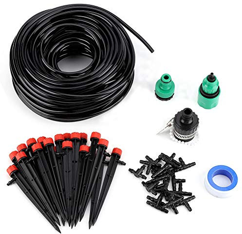 Kit Irrigation Goutte à Goutte, Système d'irrigation Jardin Irrigation Goutte à Goutte Irrigation Automatique avec Tuyau de 25 m et Joint en T 19 x 4/7 pour Paysage Plantes de Patio
