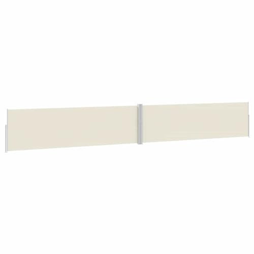 vidaXL Toldo Lateral Retráctil para Patio Separador Terraza Balcón Pantalla Solar Viento Enrollable Función Retroceso Automático Crema 170x1200 cm
