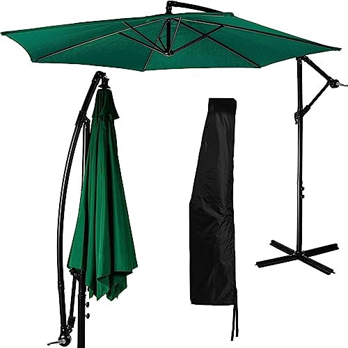 STILISTA Ampelschirm 350 cm mit Kurbelvorrichtung, inklusive Abdeckung, grün