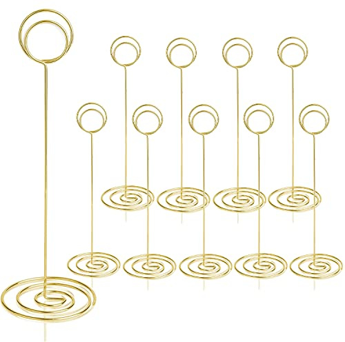 RONTEDA Table Number Holders 10Pcs - 8.75 inch Tall Table Number Stands Place Card Holder for Wedding Party Graduation Reception Restaurant Home Photo Picture Office Memo (Gold, 8.75)