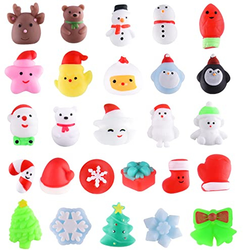 PLULON 26 Stück Weihnachten Squishy Tier Squeeze Bulk Mini Weihnachtsbäume Schneemann Weihnachtsmann Hirsch Pinguin Bär Schneeflocken Weihnachtsfeier Taschenfüller Geburtstag