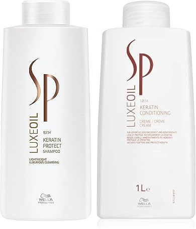 Wella SP System Professional Luxeoil Keratin Protect Shampoo, 1000ml & Wella SP System Professional Luxeoil Keratin Pflegecreme, 1000ml