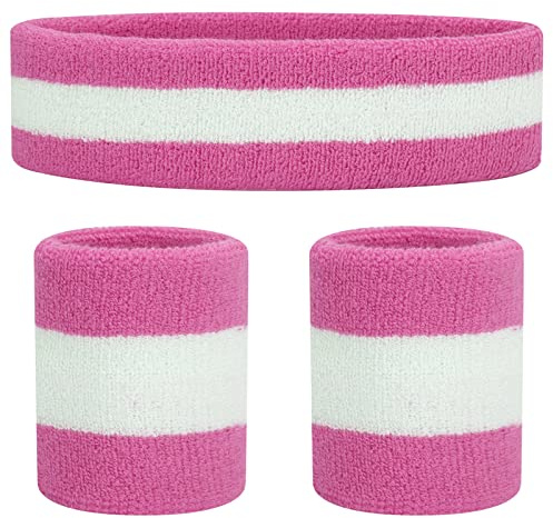 ONUPGO Schweißbänder Set Stirnband Armbänder Neon Sport Fitness 80er Kostüme Zubehör 80er Workout Outfit für Männer Frauen