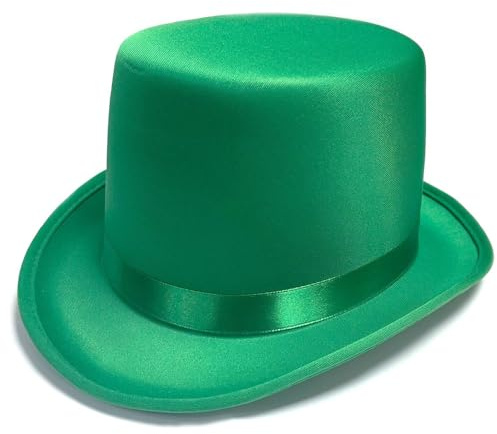 Stylex Party Pick & Choose - Cappelli a cilindro colorati con tesa rinforzata, morbida finitura satinata, accessori per costumi di Halloween, per matrimoni, feste in maschera (verde)