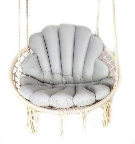Love Gifts® Hängesessel ohne Gestell | Hängesessel Indoor mit Zwei Kissen optimal für den für Innenbereich wie Wohnzimmer & Kinderzimmer geeignet | Grau