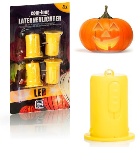 com-four® 4X Luz Decorativa LED para Linternas de Papel - Reemplazo de Velas de Té LED - Luz de Linterna Blanca Cálida - Vela LED Que Funciona con Pilas - Mini Lámpara para Linternas