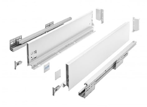 MS Beschläge Stahl Schubkastensystem Weiß Schubladen-Set Schubladensystem 40kg Traglast Unterflurführung Vollauszug Soft Close Schubladenauszug (Länge: 550mm, Höhe: 120mm)