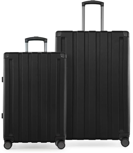 Huvudstadsväska Q-Damm – väska med hårt skal, trolley, TSA, 4 hjul, svart, Koffer-Set (M+L), Resväska set