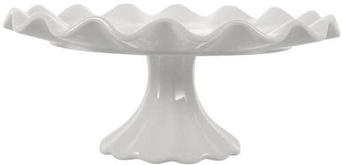 Ciieeo Soporte de pastel de porcelana para postre redondo pedestal de cerámica blanca cuenco expositor de frutas para fiestas de cumpleaños de boda 7 5 pulgadas