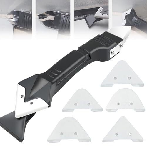 CXAFQ 3 en 1 Herramientas de Calafateo de Silicona, Calafateo Del Silicón para La Esquina de La Ventana Cocina Baño,Con 5 Aplicador silicona,aplicador silicona, Kit de Removedor de Silicona