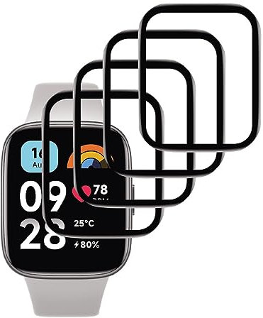 Micnos 【4 piezas】Película protectora compatible con Xiaomi Redmi Watch 4,[antiarañazos],[toque sensible],[aplicación fácil],[película protectora suave],[Cobertura completa]