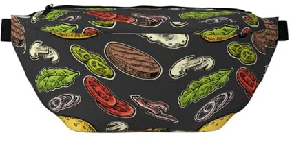 Grand sac banane pour homme et femme – Joli sac à bandoulière pour hamburger, bœuf, légumes, sac de voyage tendance pour femme, sac banane pour femme avec sangle réglable