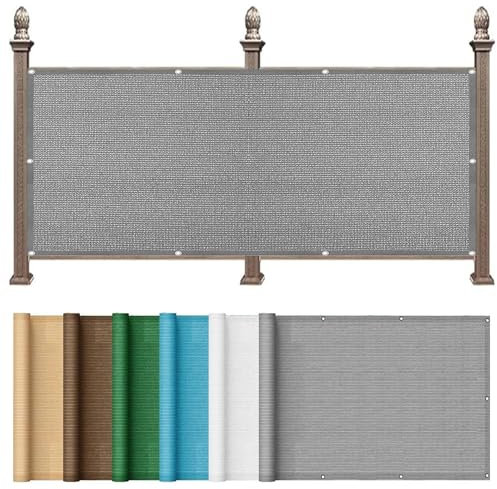 Balkon Sichtschutz 150 x 300 cm HDPE Gewebe, Uv-Schutz, Wetterfest Balkonbespannung Balkonsichtschutz Balkonverkleidung mit Kabelbinder für Gartenzaun Balkonzaun, Grau
