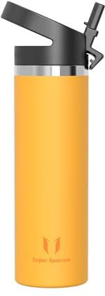 Sparrow Botella Agua Acero Inoxidable 750ml Botella Termica Pajita | Antifugas, Apta lavavajillas, Acero Inoxidable, Sin BPA, Térmica, Vacío, Fría, Escuela, Deporte, Oficina