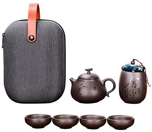 ULPUDFAO Emaille Tasse Kung Fu Teekanne Tee Set, schöne und einfache Teekanne Kessel, chinesische Reisen Keramik Tragbare Teaset, Keramikfachkaffeetasse Gaiwan Porzellantasse