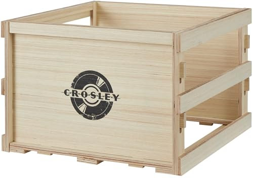 Crosley AC1048A-NA - Cassetta quadrata per dischi in vinile, contiene fino a 60 album, colore: naturale