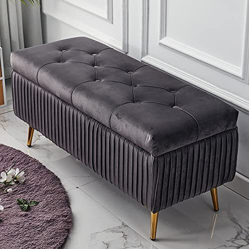 Luxuriöse samtgetuftete Ottoman-Bank mit Knopf, gepolsterter Sitz, stilvolle Bettbank mit Stauraum, perfekt für Wohnzimmer oder Eingangsbereich, gepolsterte Sofabank mit Stauraum