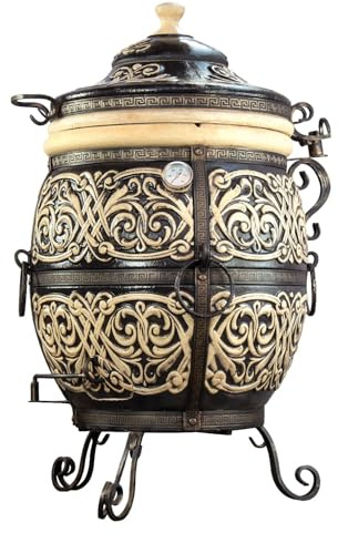 Tandoor Horno de arcilla refractaria – Parrilla de cerámica para carne, pan, pizza y verduras – Estación de barbacoa de carbón y madera para jardín y terraza – Ahumador Tanur, Grand Tandyr, Tandir