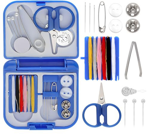Diffaxy Mini-Nähset, Tragbares Nähzubehör für Unterwegs und den Notfall zu Hause, kleines Basis-Nähset-Zubehör mit Nadeln, Fäden, Knöpfen und Schere