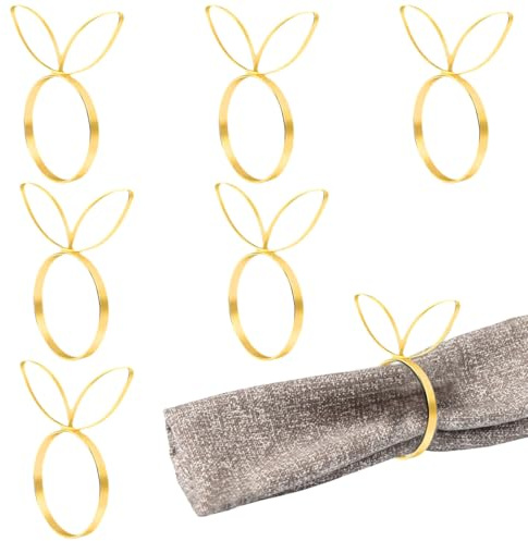 Metal Servilletero Pascua, 6 Piezas Servilletero Conejo, Hebillas Servilletas Pascua, Conejo Hebillas Servilletas, Servilletero de Pascua, Dorado Hebillas Servilletas, Decoración Mesa