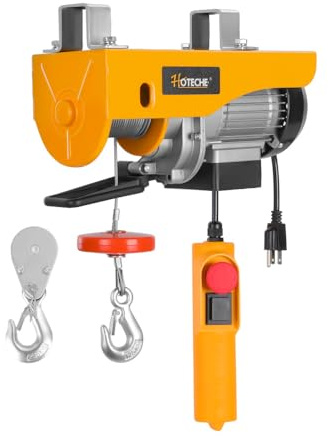 Hoteche Elektrische Seilwinde 230V, 125/250KG Tragfähigkeit, 12m Stahlseil, 560W Motor – Hebezug für Industrie & Haushalt
