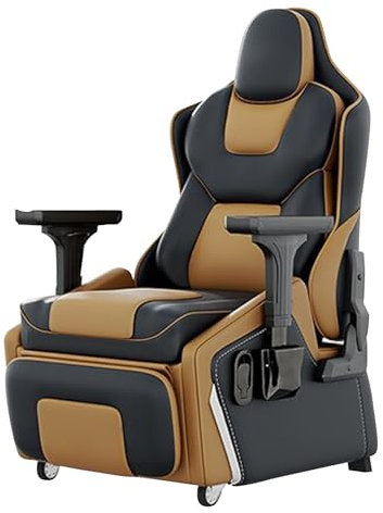 ZAWQFDZ Chaise Gaming Siege Gaming avec Accoudoirs 3D Réglables Coussin en Mousse à Mémoire de Forme, Repose-Jambes Escamotable Utilisation Multi-scènes(Yellow)